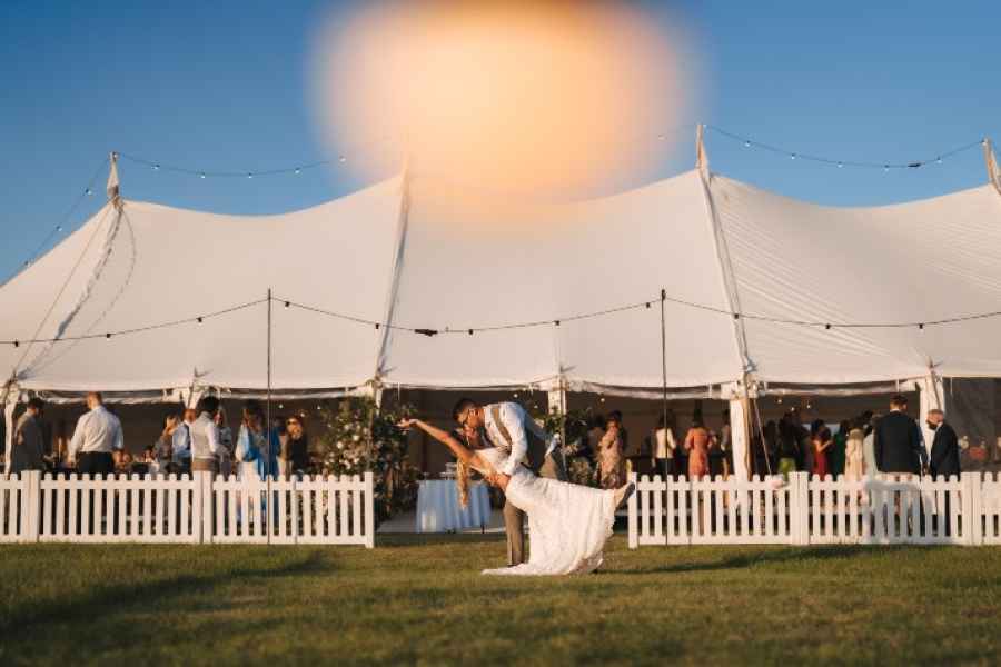Traditional Marquee with festoon lights