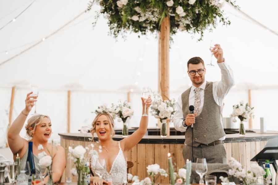 Round Rustic Bar with Flower Hoop